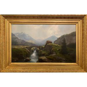 Oil On Canvas From 1889. 19th Century Painting Signed And Dated Théodore Levigne