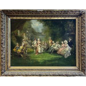 Théodore Levigne, Gallant Scene In A Park, 1897