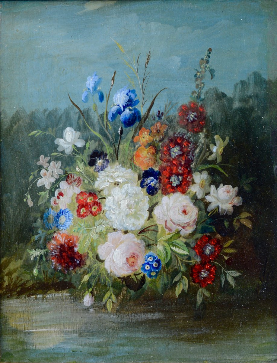 Pair Of Bouquets On Panels-photo-3