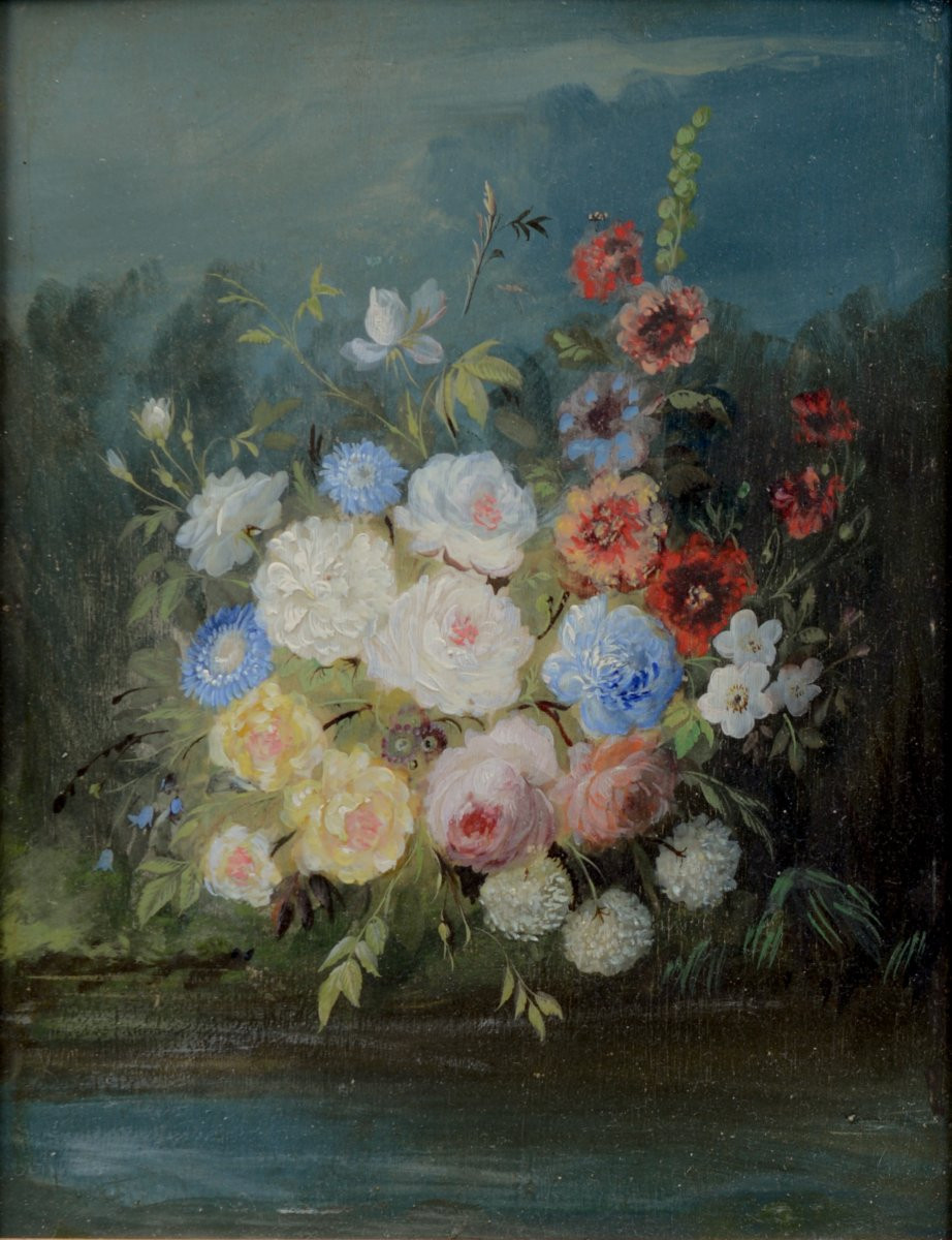 Pair Of Bouquets On Panels-photo-4