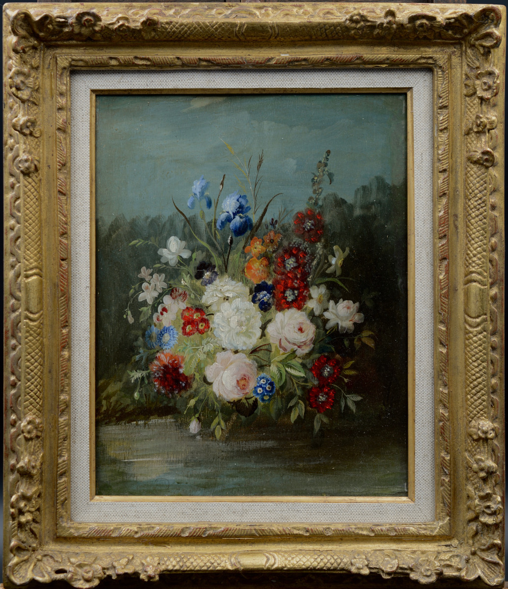 Pair Of Bouquets On Panels