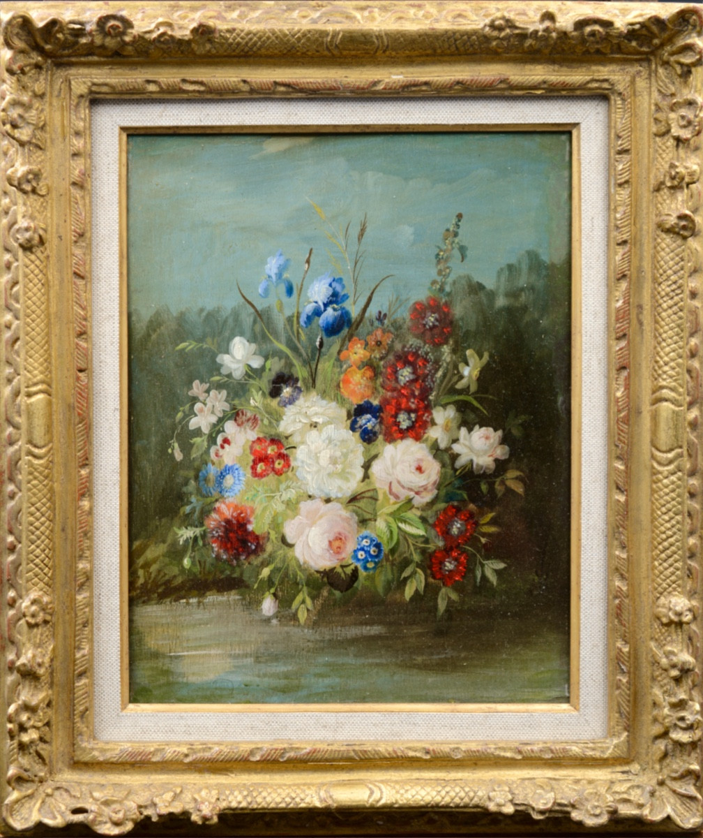 Pair Of Bouquets On Panels