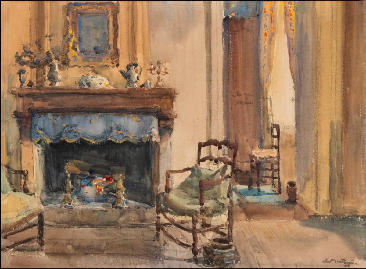 Le salon à la cheminée . Montagné