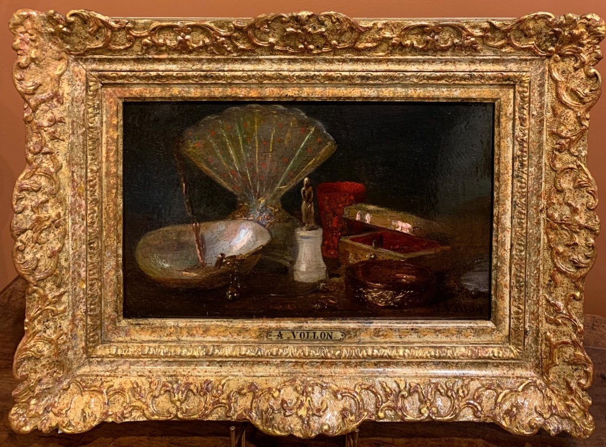 Still Life With Pearls And Fan. Antoine Vollon