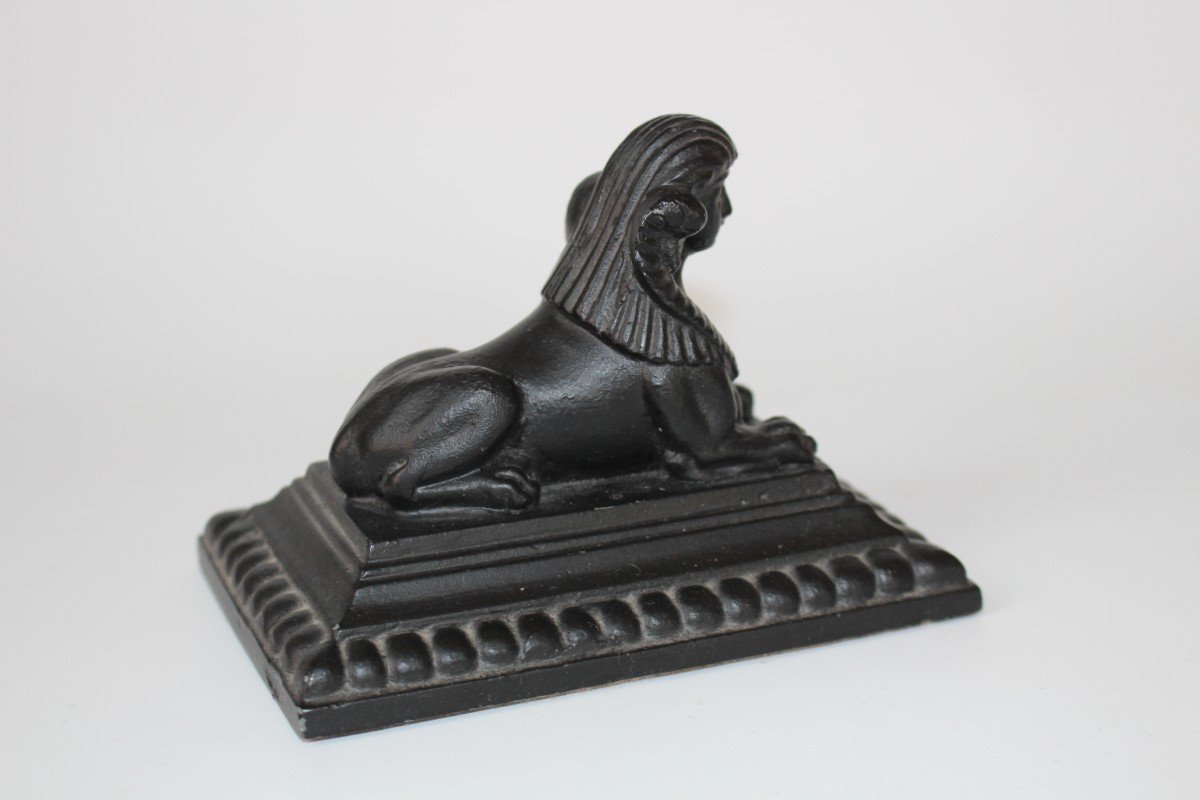 Sphinx Paperweight In Cast Iron On Iron Base 1850 France Napoleon III-photo-4