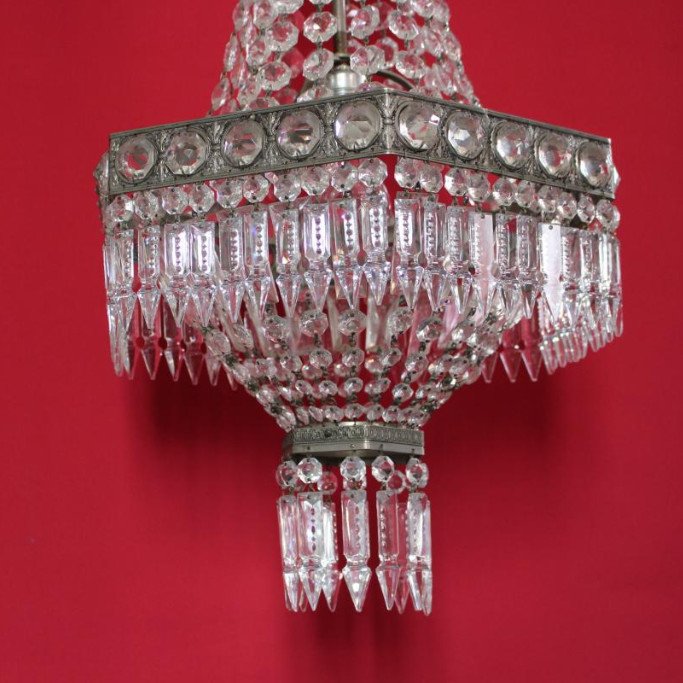 Large Chandelier With Pendants Color Silver Art Noveau-photo-2