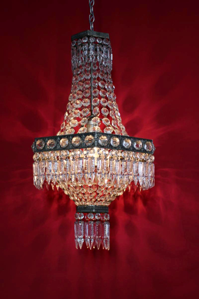 Large Chandelier With Pendants Color Silver Art Noveau-photo-2