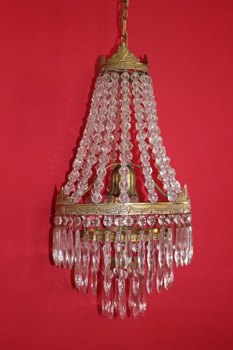 Bronze Beaded Drop Chandelier With Nap III Style Girlands-photo-2