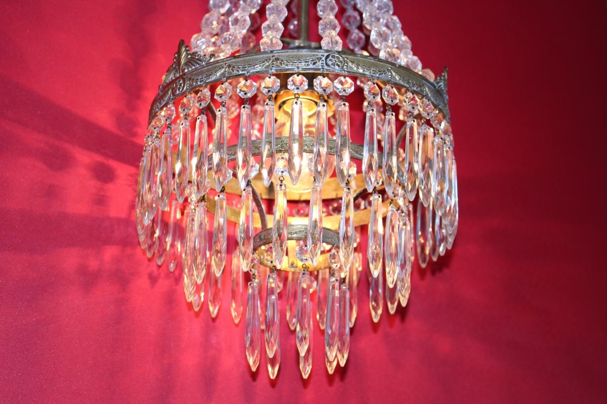 Bronze Beaded Drop Chandelier With Nap III Style Girlands-photo-5