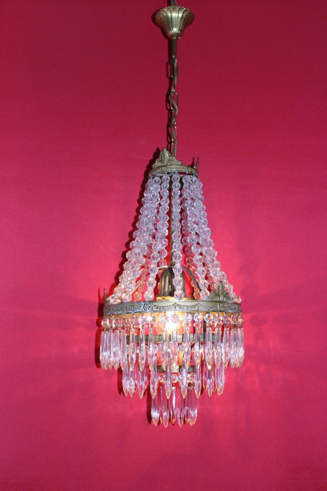 Bronze Beaded Drop Chandelier With Nap III Style Girlands-photo-6