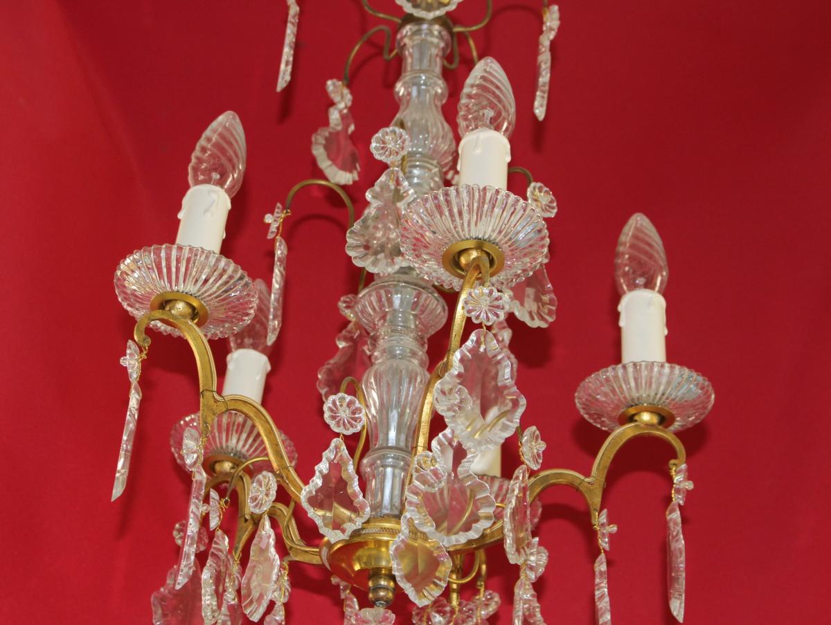 Chandelier Cage Bronze 5 Lights And With Crystal Louis XVI Style-photo-2