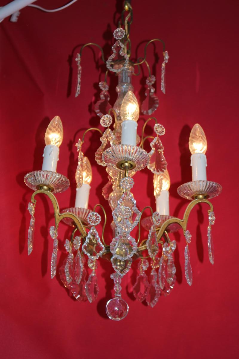 Chandelier Cage Bronze 5 Lights And With Crystal Louis XVI Style-photo-3