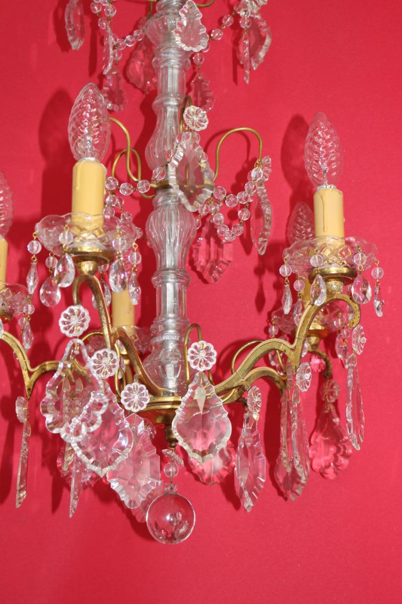 Chandelier Cage Bronze 5 Lights And With Crystal Louis XVI Style-photo-5
