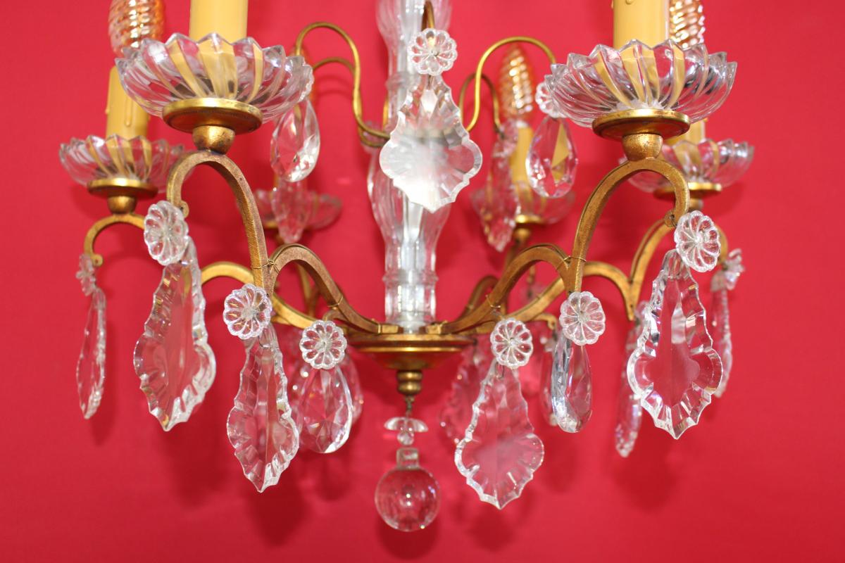 Chandelier Cage Bronze 6 Lights And With Crystal Louis XVI Style-photo-7