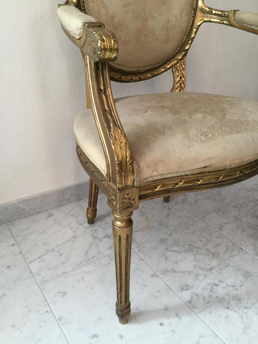 Fauteuil Laqué Or Louis XVI -photo-3