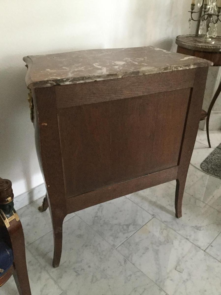 Small Commode Sauteuse Marquetry Louis XV Style-photo-7