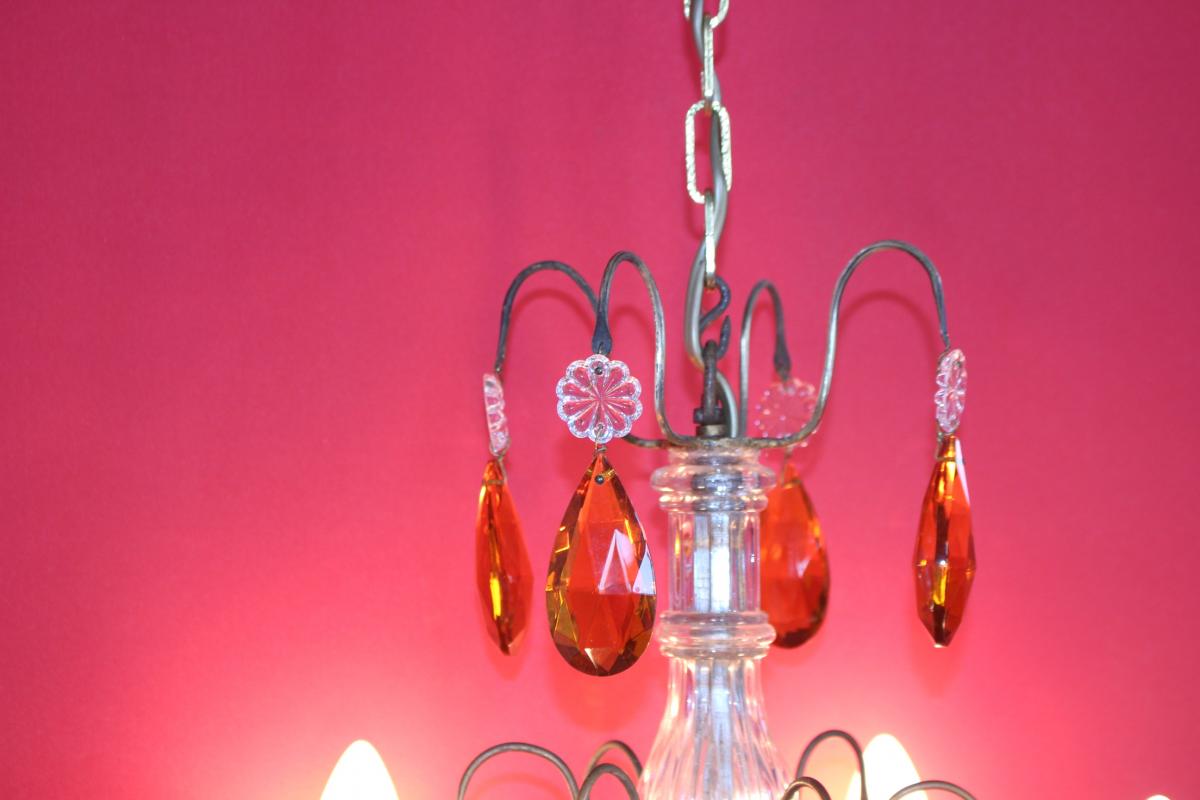 Cage Chandelier With Fruit 4 Lights Patinated Bronze Mount-photo-3