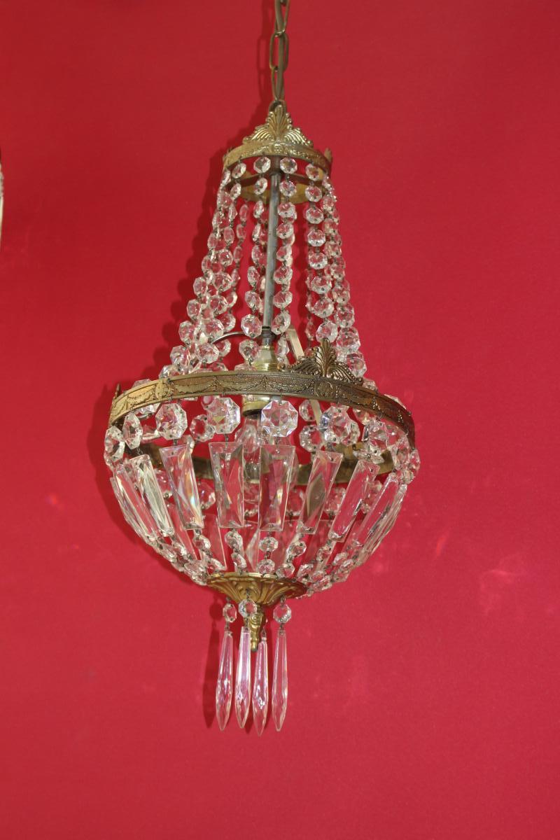 Lustre Corbeille Montgolfière à Pampilles Style Napoleon III-photo-4