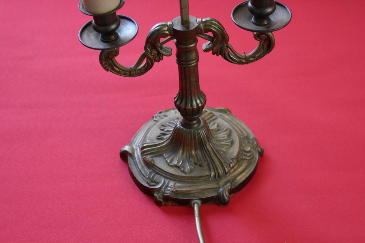 Lampe Bouillotte Bronze Patiné 2 Bras De Lumière-photo-4