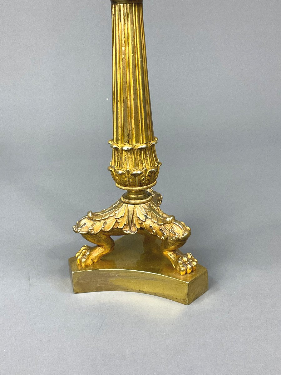 Pair Of Candlesticks In Gilt Bronze Empire 19th-photo-5