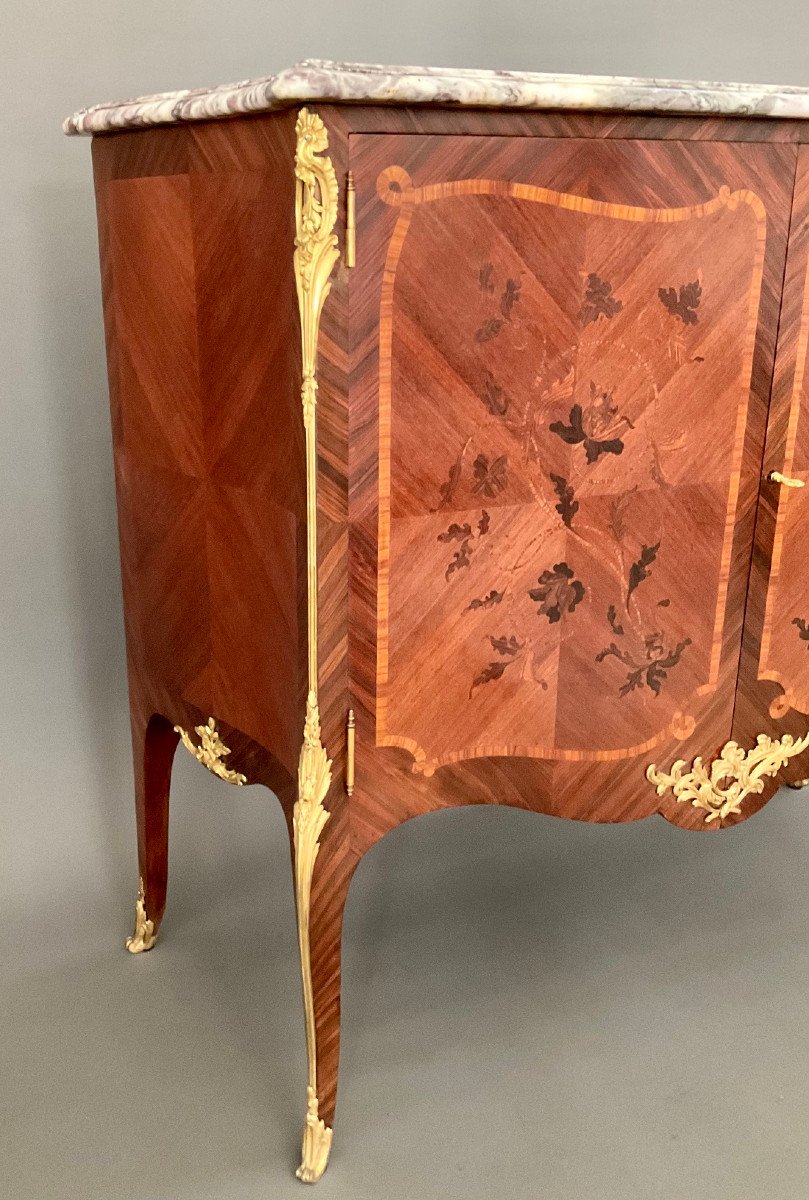 Millet à Paris - Buffet Commode With Two Doors Marquetry & Bronze Louis XV Style-photo-3