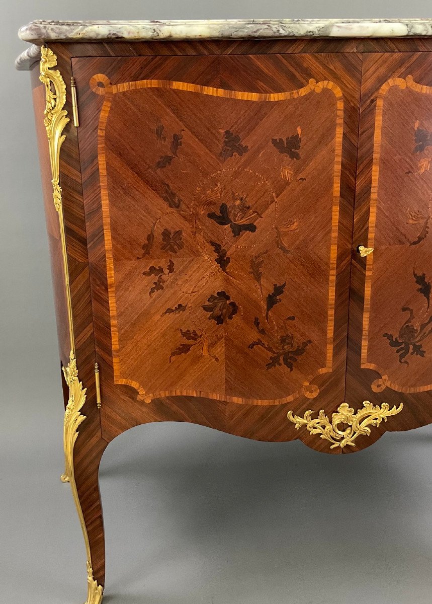 Millet à Paris - Buffet Commode With Two Doors Marquetry & Bronze Louis XV Style-photo-4