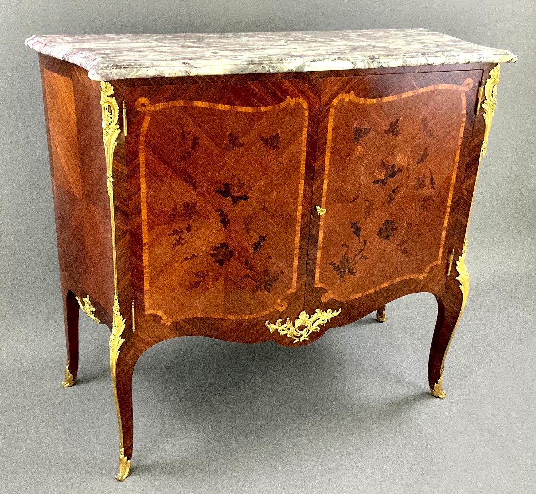 Millet à Paris - Buffet Commode With Two Doors Marquetry & Bronze Louis XV Style