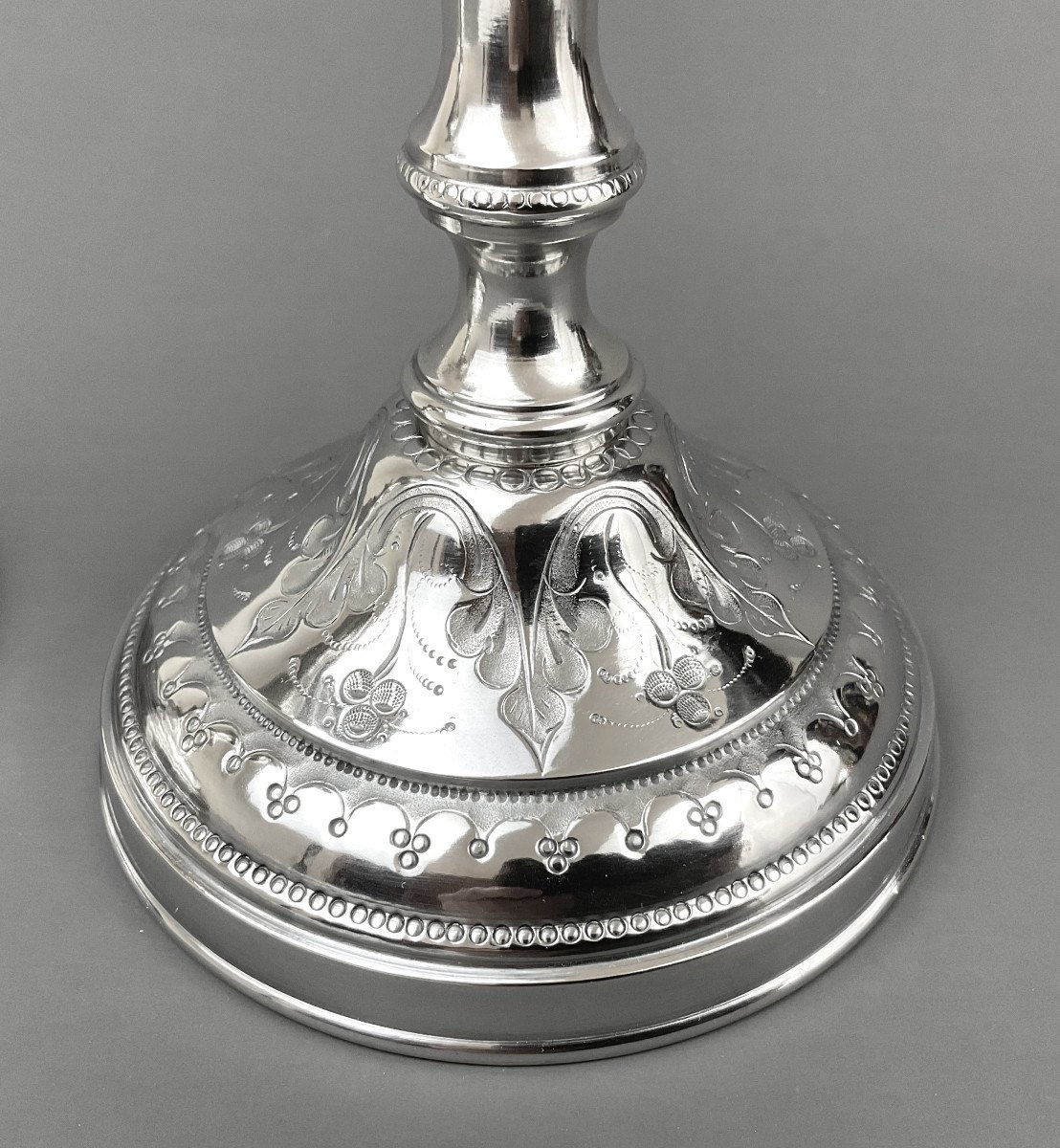Pair Of Louis XIV Candlesticks In Silver Bronze Late 18th Century-photo-1
