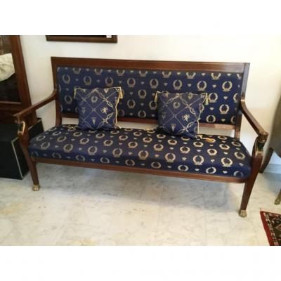 Mahogany Bench Empire Style Back From Egypt