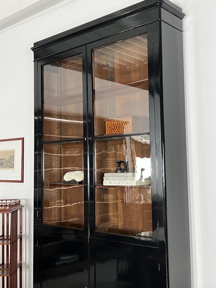 Black Lacquered Bookcase Mahogany 310cm-photo-2