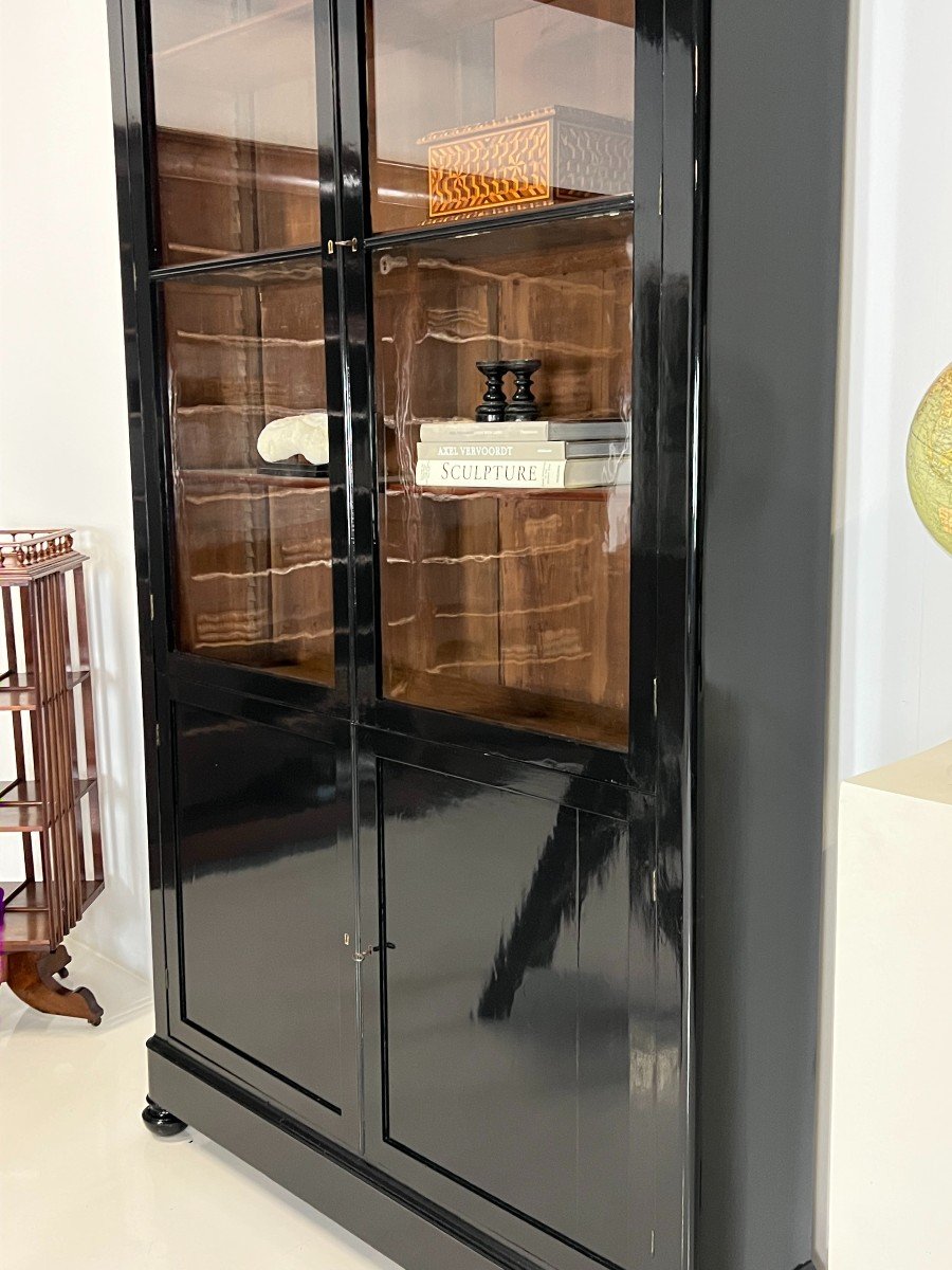 Black Lacquered Bookcase Mahogany 310cm-photo-3