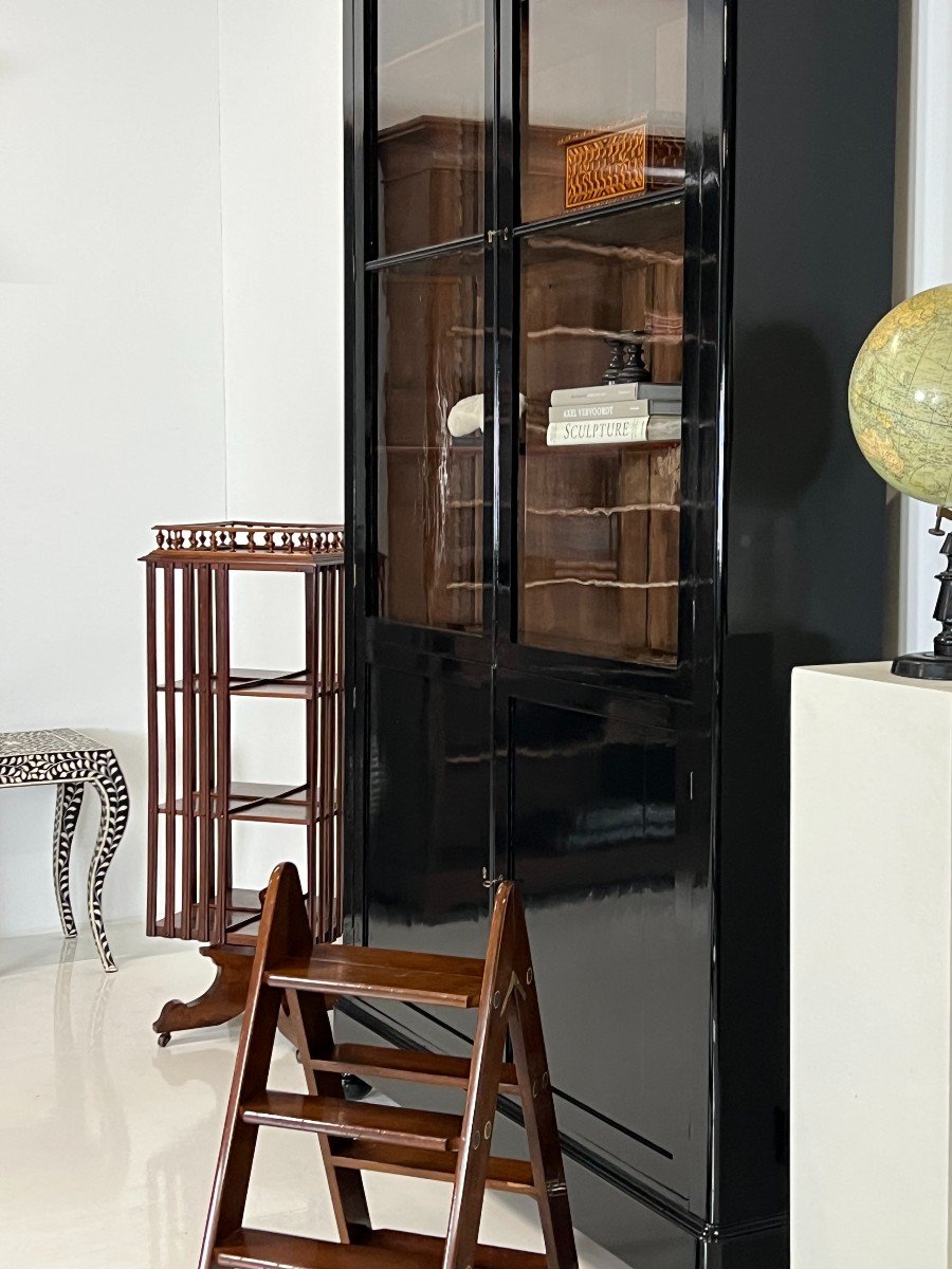 Black Lacquered Bookcase Mahogany 310cm-photo-4