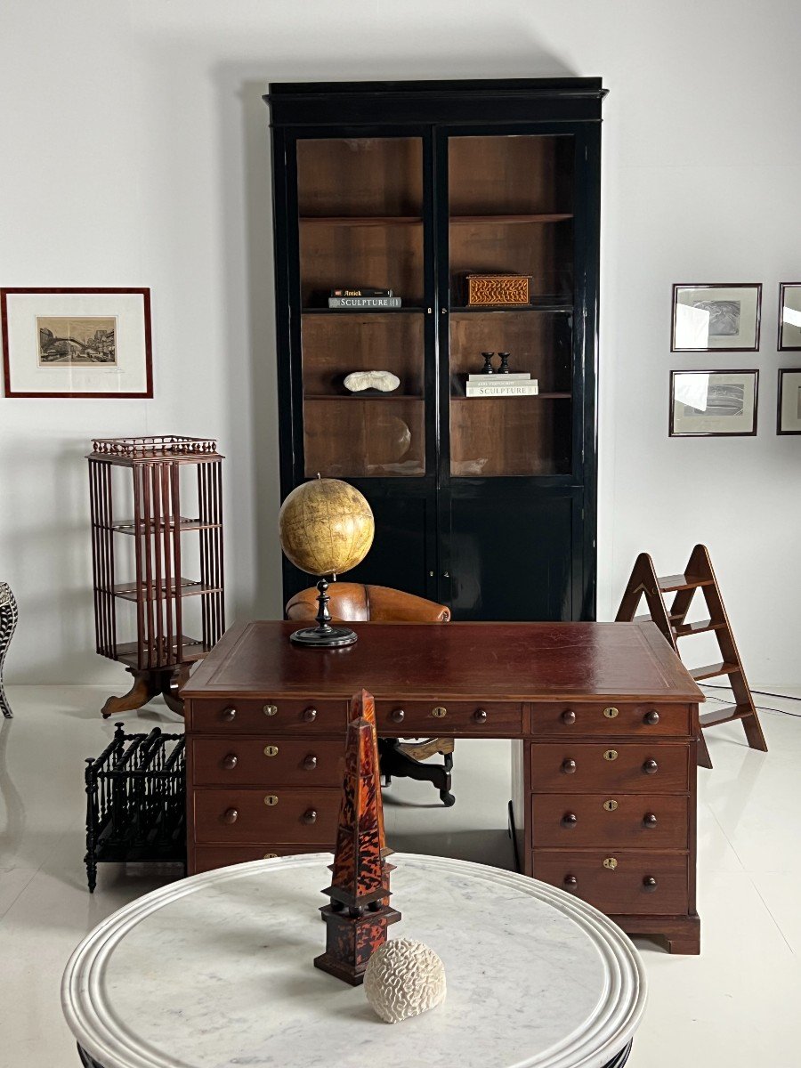 Black Lacquered Bookcase Mahogany 310cm-photo-1