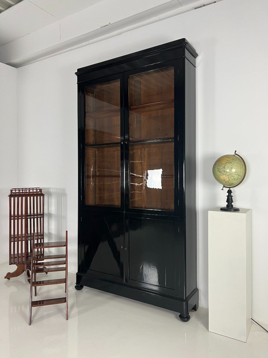 Black Lacquered Bookcase Mahogany 310cm-photo-6