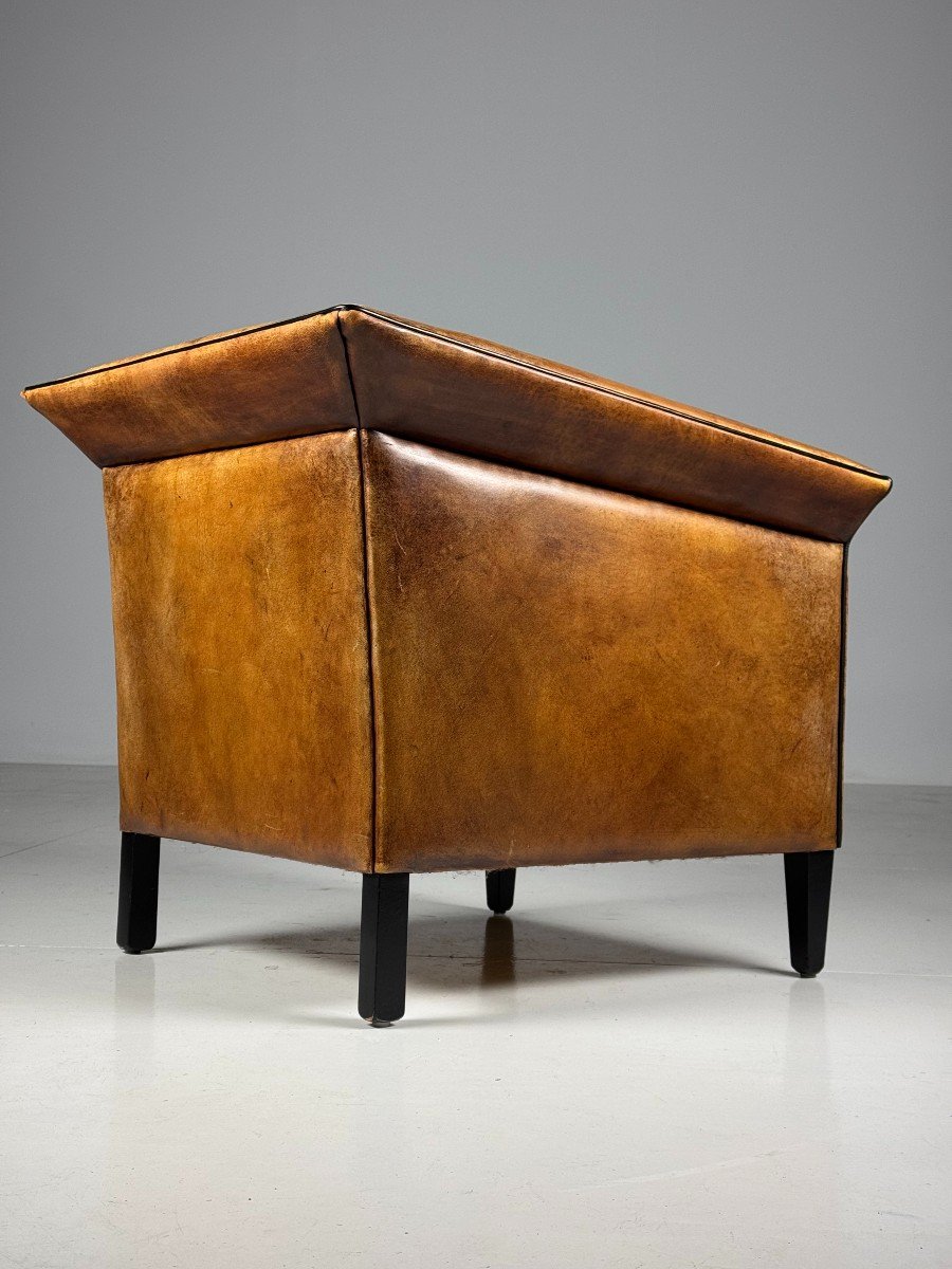 2 Fauteuils Club Art Deco En Cuir De Mouton-photo-4