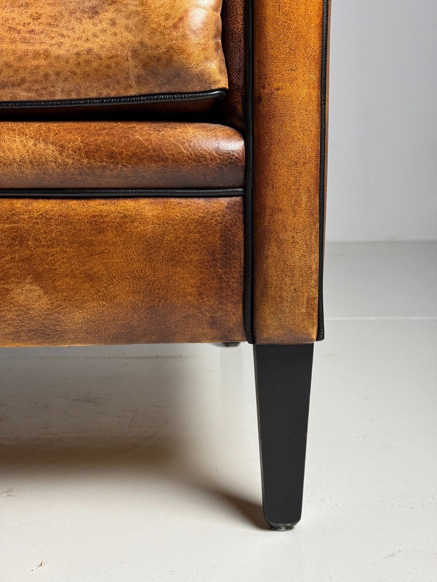 2 Fauteuils Club Art Deco En Cuir De Mouton-photo-1