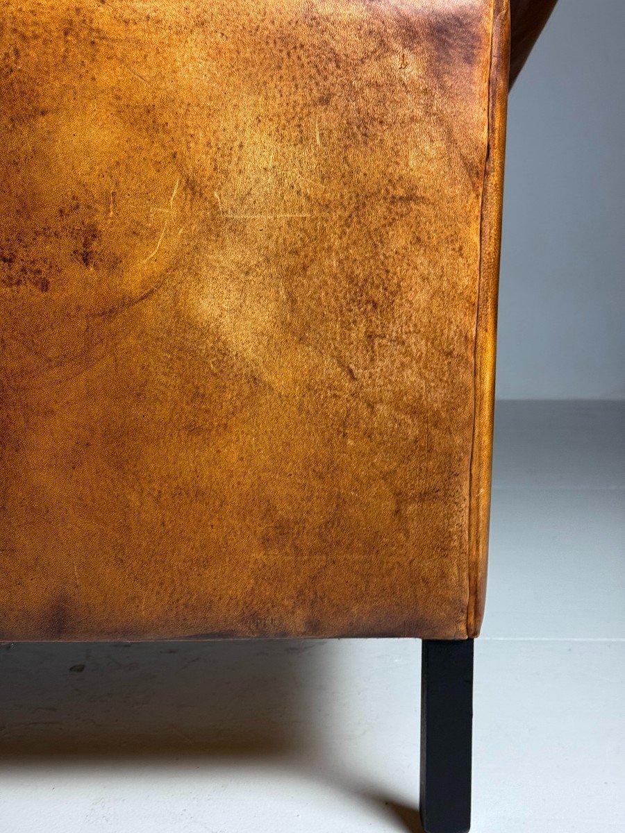 2 Fauteuils Club Art Deco En Cuir De Mouton-photo-4