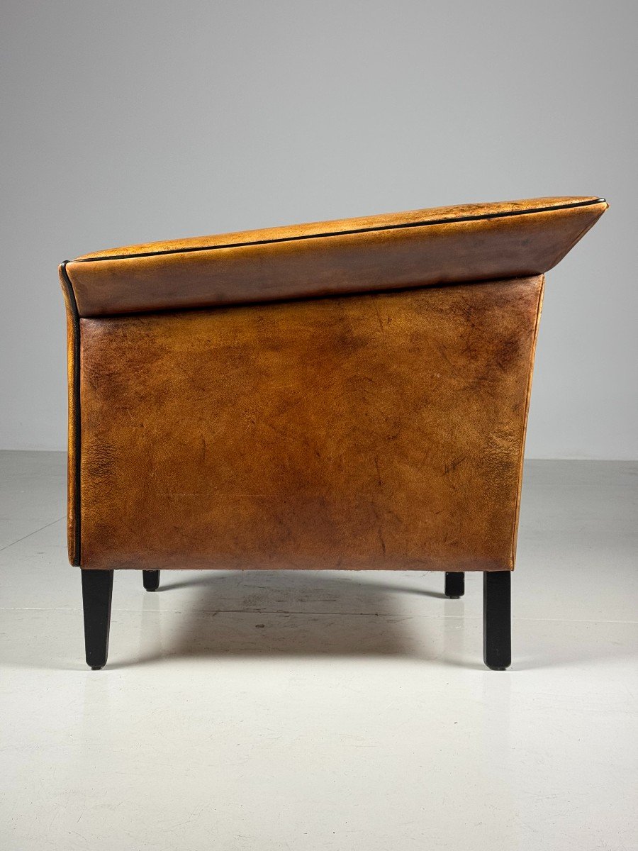 2 Fauteuils Club Art Deco En Cuir De Mouton-photo-5