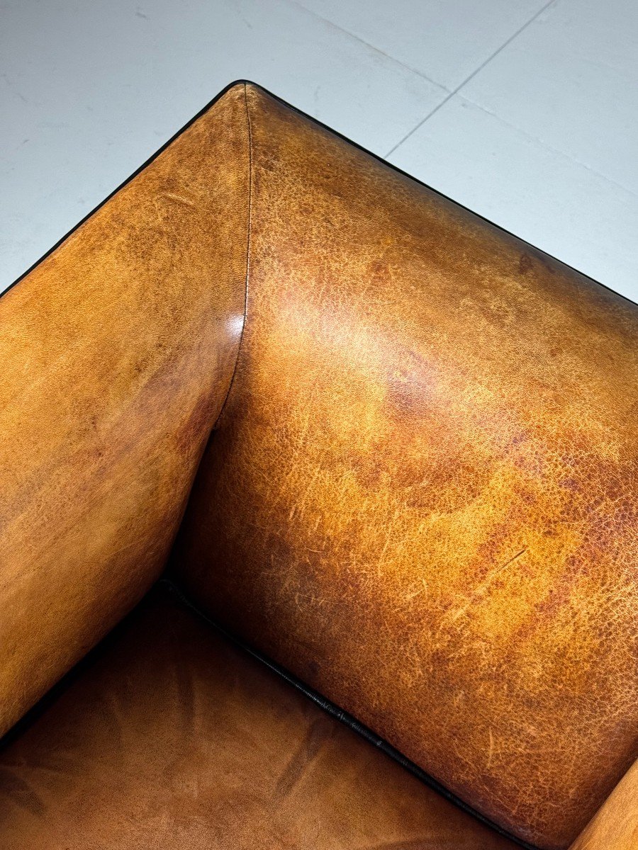 2 Fauteuils Club Art Deco En Cuir De Mouton-photo-7