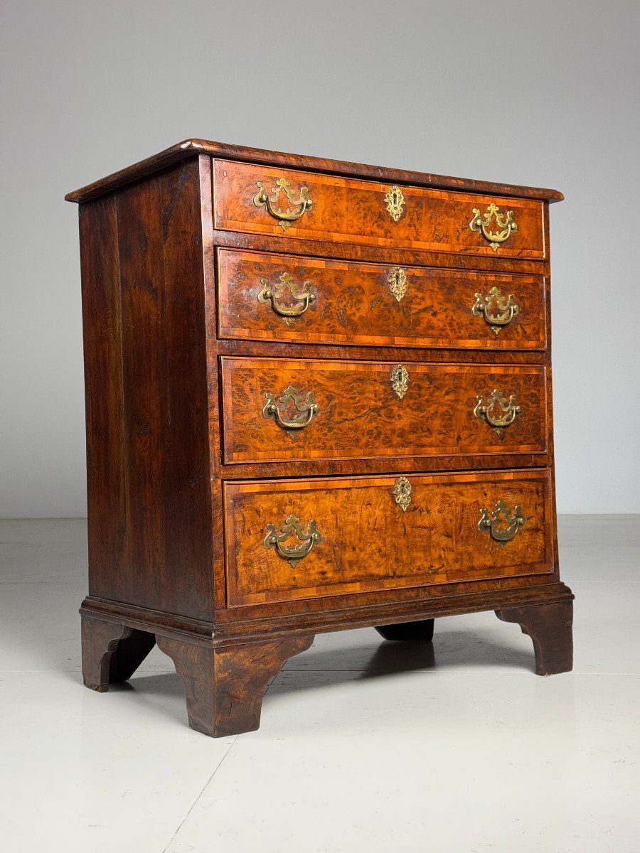 Commode anglaise en loupe de noyer 18e siècle-photo-4