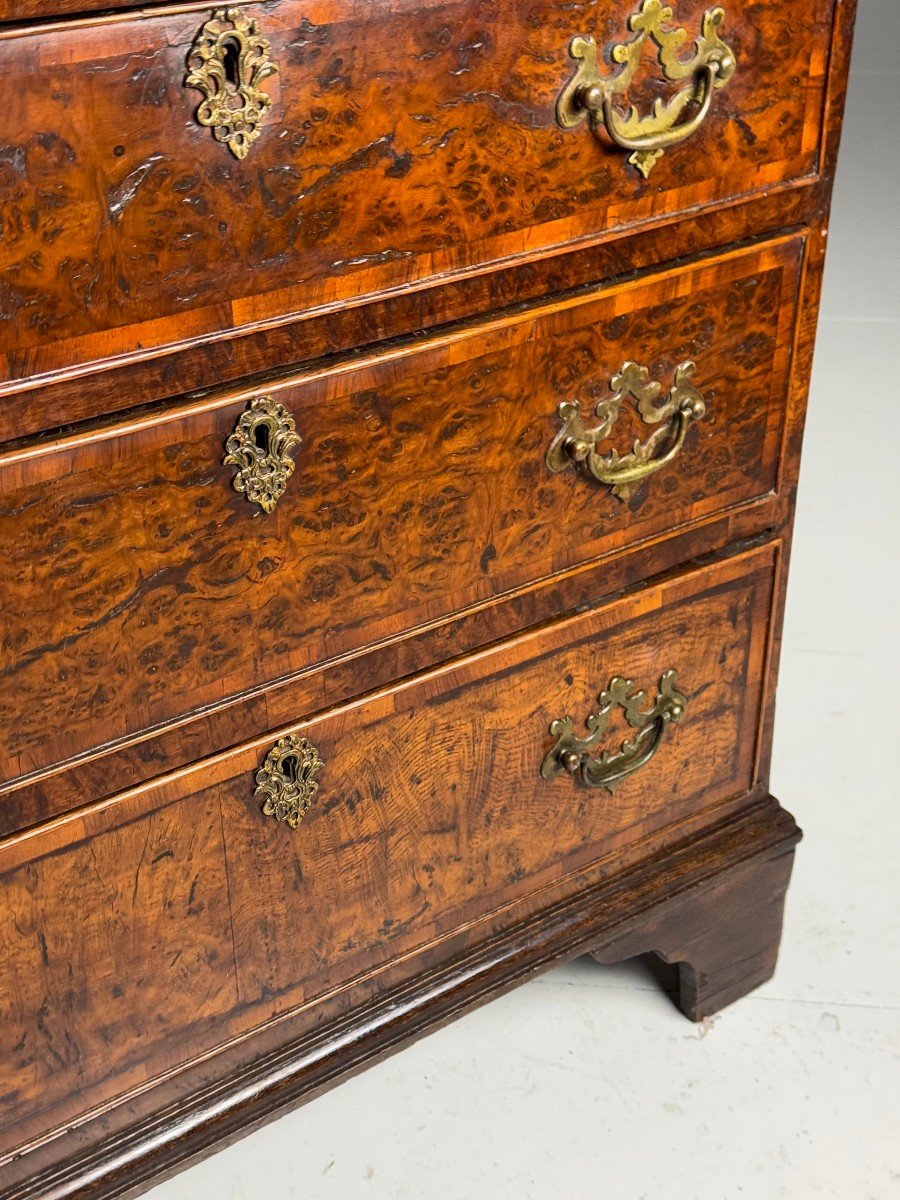Commode anglaise en loupe de noyer 18e siècle-photo-2
