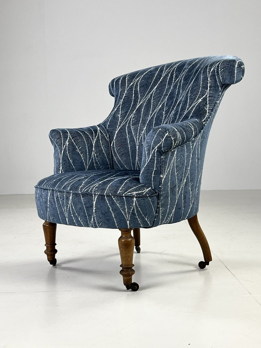 Fauteuils Français Bergères Bleu Antique-photo-1