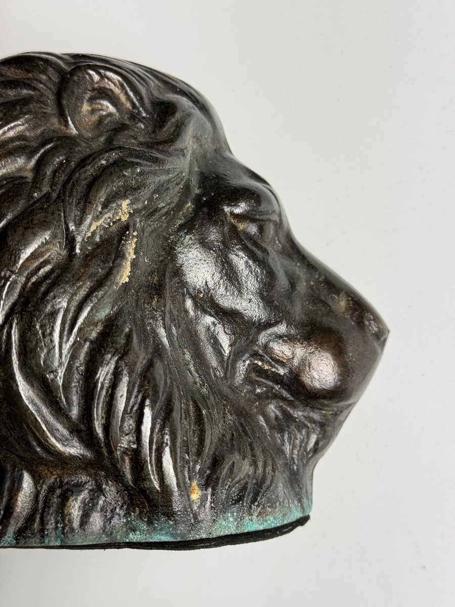 Set Of 2 Bronze Lion Bookends / Book Stoppers-photo-3