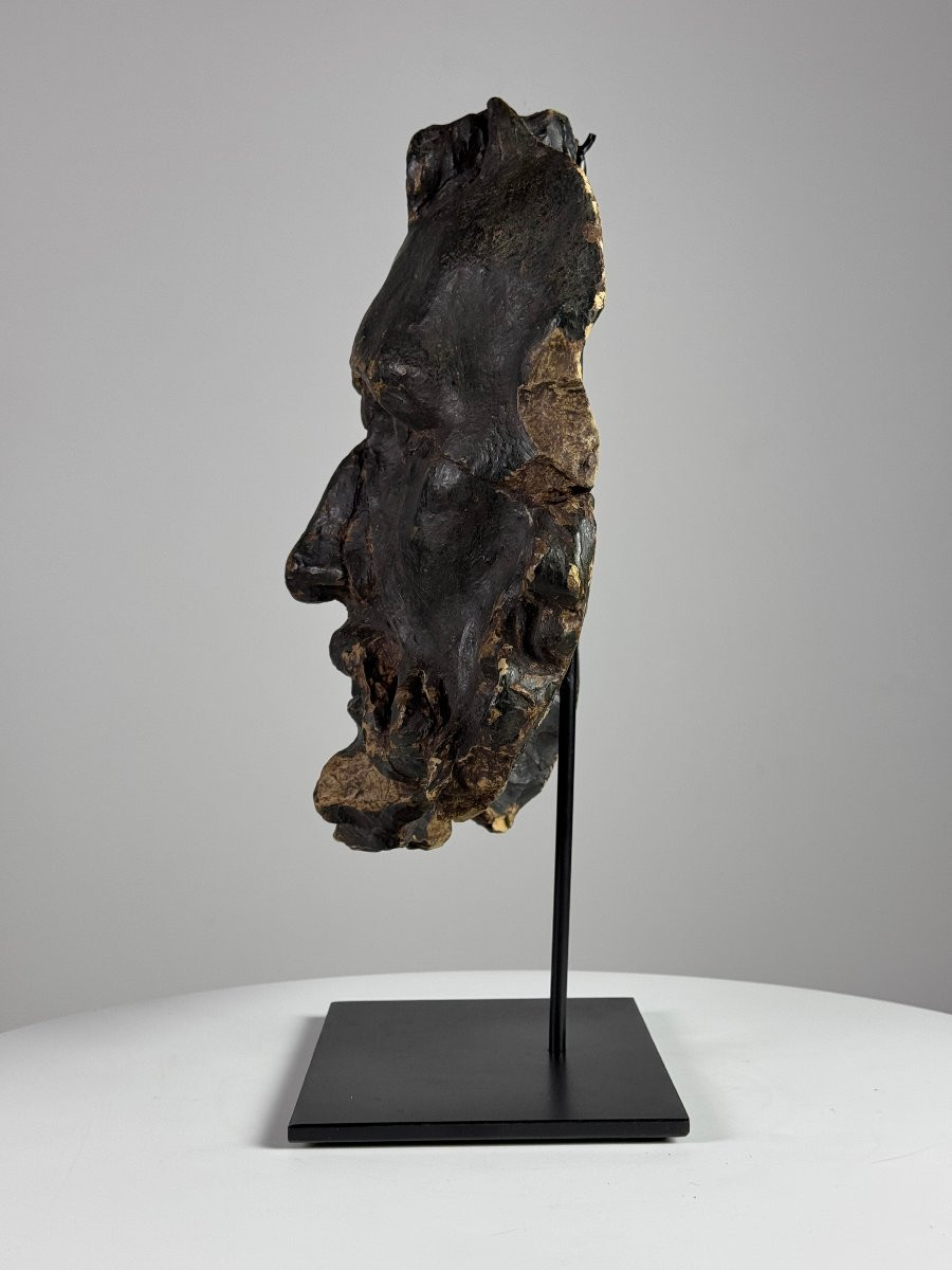 Classical Sculpture Head Of Zeus / Hercules On Pedestal-photo-2