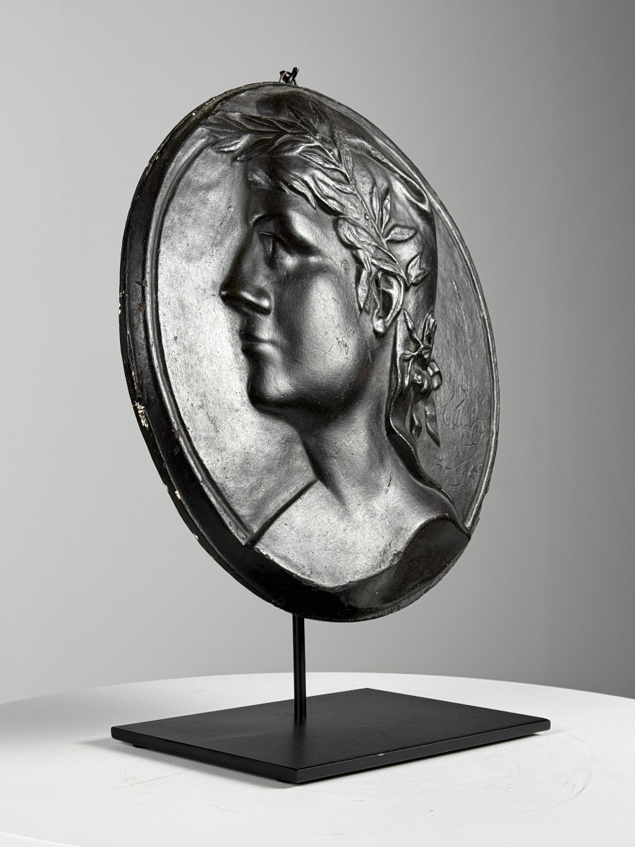  Plaque De Plâtre / Médaillon Sur Pied 1915