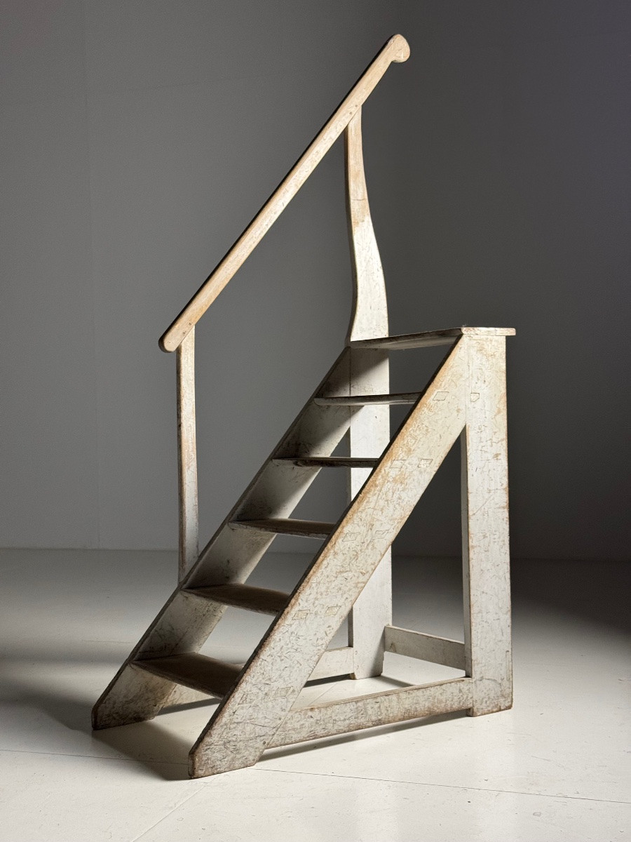 Antique Gray French Library Staircase-photo-1