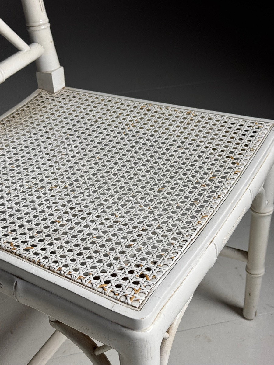 4x Chaise en faux bambou blanc-photo-5