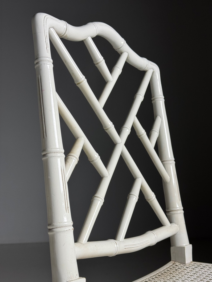 4x Chaise en faux bambou blanc-photo-6