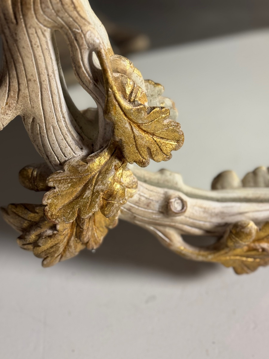 French Carved White And Gold Mirror-photo-2