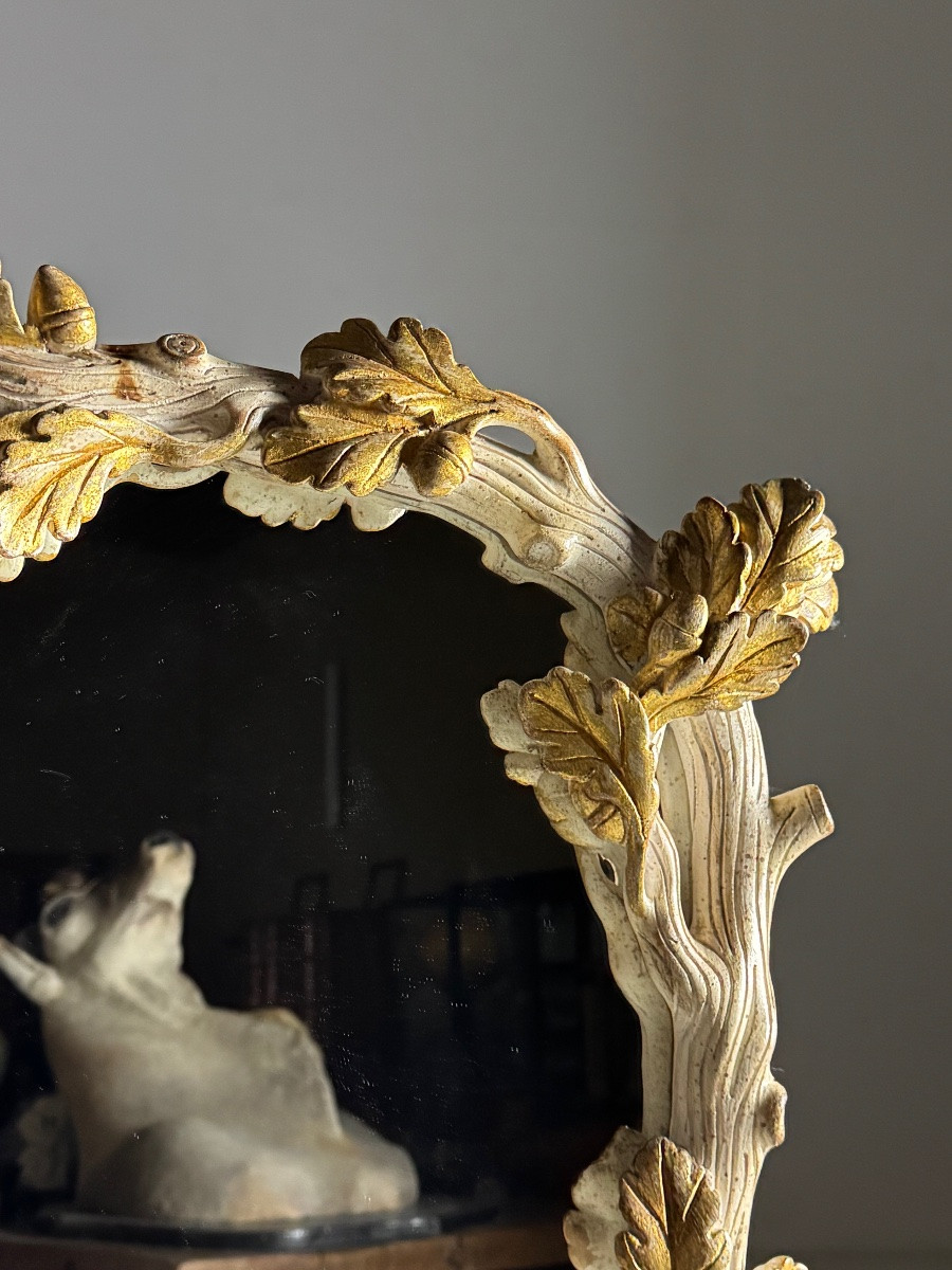 French Carved White And Gold Mirror-photo-4